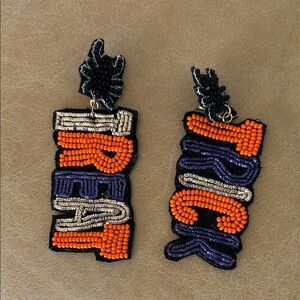 Beaded Statement Earrings in Orange and Black